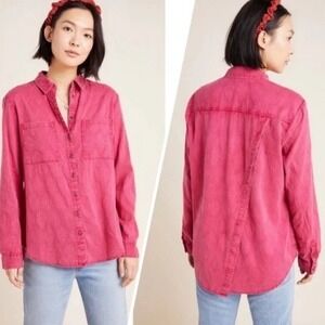 Maeve Anthropologie Cate Geometric Button Shirt XS Grunge Boho Vibrant Textured